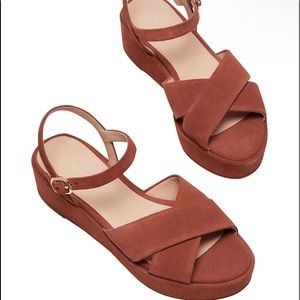 Kate Spade Bunton Platform Sandal In Dark Tawny Suede